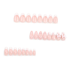 Foccna nails pink rhinestones and 3D flowers for party-ready style
