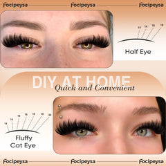Focipeysa easy 1-minute application for DIY lash clusters at home.