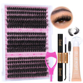 Focipeysa Full Volume Eyelash Kit close-up showing fluffy clusters for DIY lashes