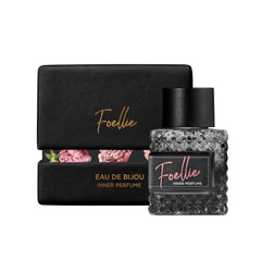 Foellie Eau de Bijou bottle with rose note for intimate care rituals.