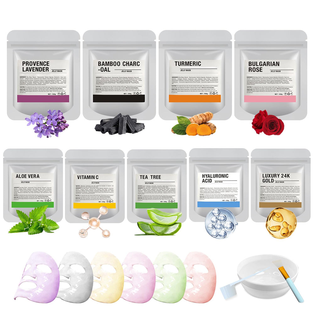 Fokiabin jelly mask powder bags ready for at home spa treatment.