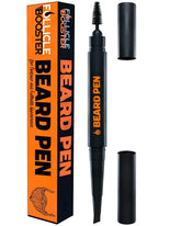 FOLLICLE BOOSTER Beard Pen Black Pack close-up, showcasing a discreet tool for quick patch coverage.