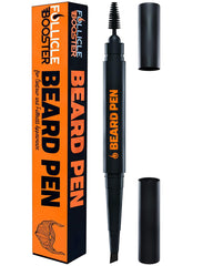 FOLLICLE BOOSTER Beard Pen Black Pack close-up, showcasing a discreet tool for quick patch coverage.