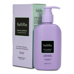 Folliflo Hair Boost Conditioner bottle showcases daily-use formula for smoother, fuller-looking hair.