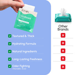 FOMIN mini deodorant wipes individually wrapped, ideal for purses and gym bags.