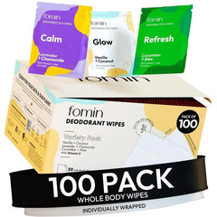 FOMIN acidified travel wipes pack for on-the-go freshness and convenience.