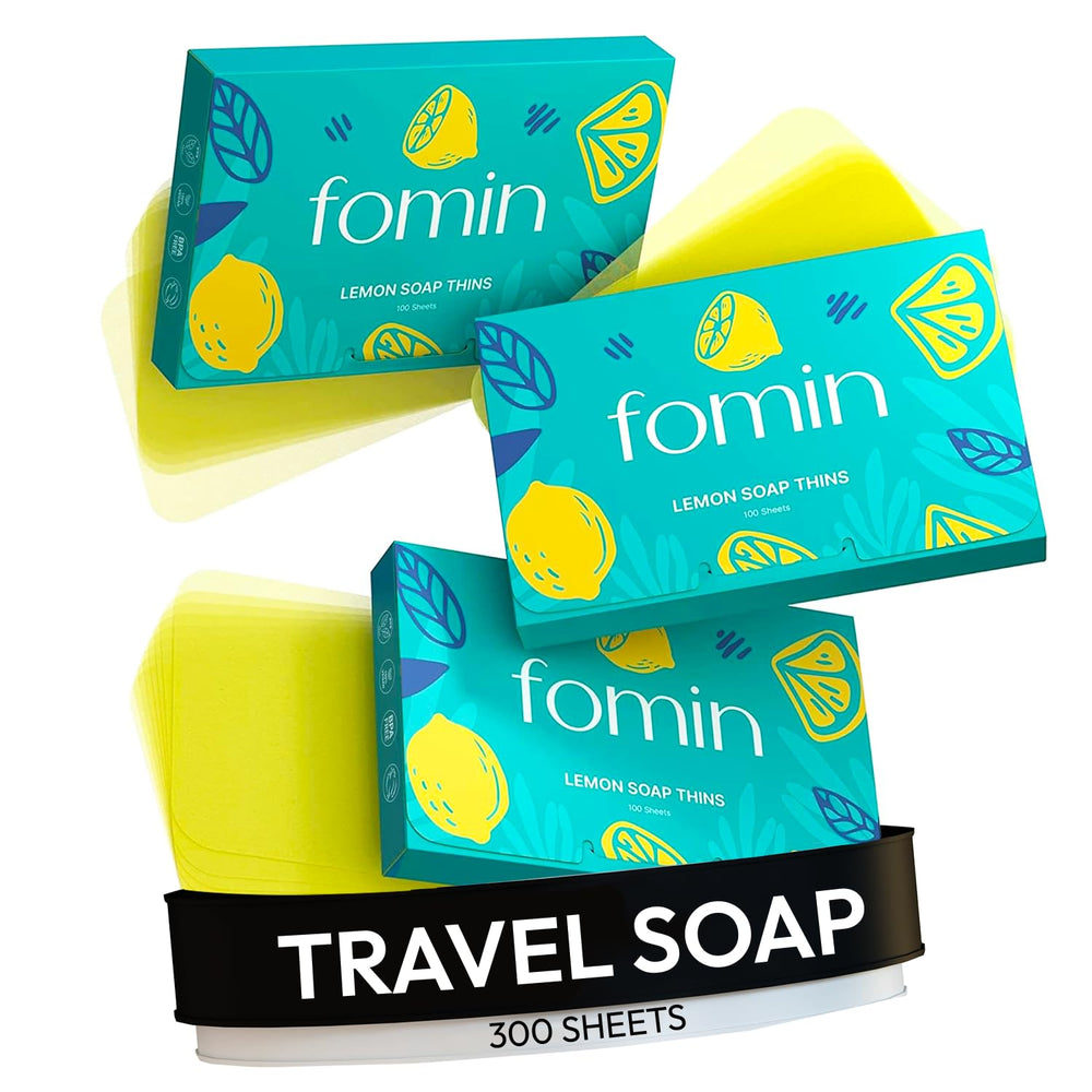 FOMIN lemon paper soap sheets pack for quick on-the-go hand washing.