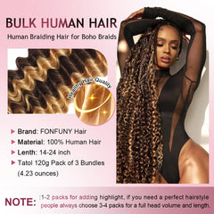 FONFUNY 14-24 inch curly braiding hair offering versatile style lengths.