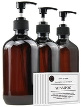 FOOCHY amber pump bottles three-pack ideal for travel refills.