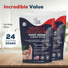 Foaming water and FOOT CURE soak showing softening skin near toes