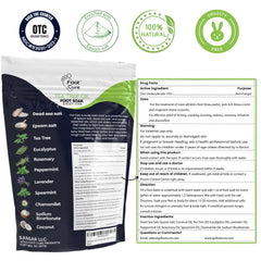 FOOT CURE label close-up on tea tree foot soak bottle for easy identification.