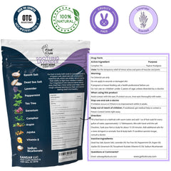 FOOT CURE Tea Tree Oil & Lavender Foot Soak bottle in a calming bath scene.