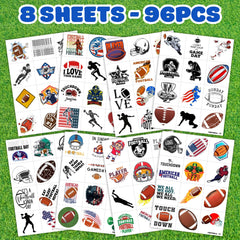 Close-up of vibrant football tattoo designs and safe materials.