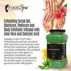 FootSpa Exfoliating Scrub Gel being applied to hand for smoothing dry skin.