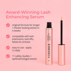 ForChics eyelash growth serum lash-line application image illustrates easy nightly routine.