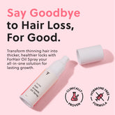 ForChics Hair Growth Serum spray-on scalp shown for quick absorption.