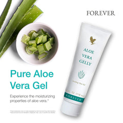 Forever Living Aloe Vera Gelly highlights vitamin E and soothing ingredients for skin health