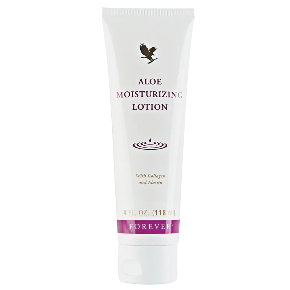 Forever Living Aloe Moisturizing Lotion bottle pump enables quick, mess-free hydration.