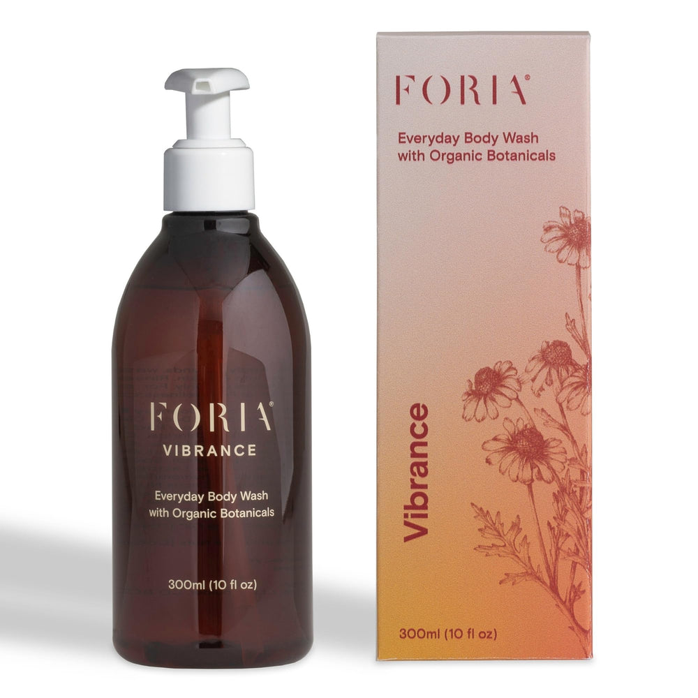 Foria Everyday Body Wash bottle showing a pH-friendly daily cleanse for sensitive skin.