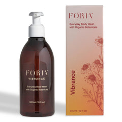 Foria Everyday Body Wash bottle showing a pH-friendly daily cleanse for sensitive skin.