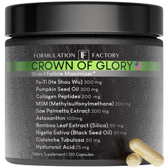 Formulation Factory Crown of Glory bottle front for thicker-looking hair