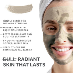 FOSSIL POWER Calcium Bentonite Clay Face Mask application, ready to purify pores.