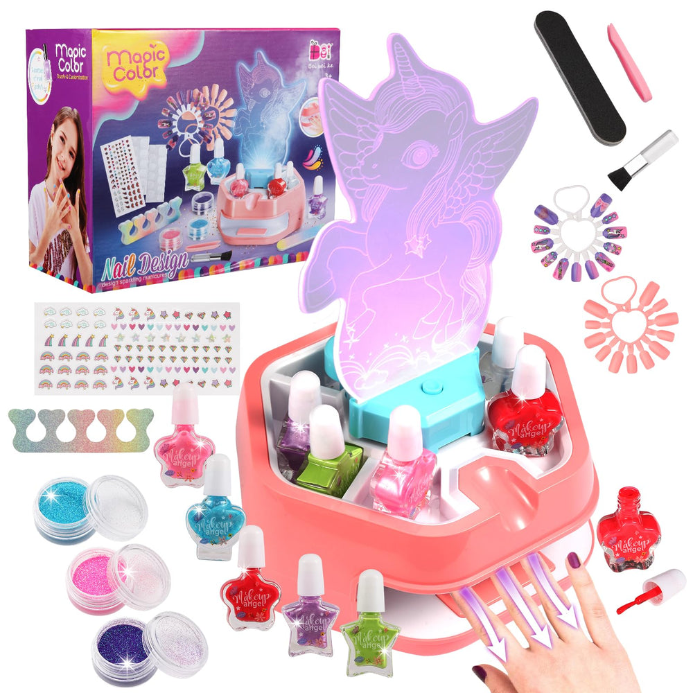 Fostro Unicorn Nail Art Kit palette for kid-friendly manicures.