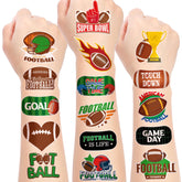 Fovths football tattoos on sheet showing varied designs for party decor