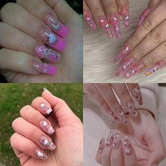 Foweso cartoon cat nail stickers are self-adhesive and great for fast nail art.