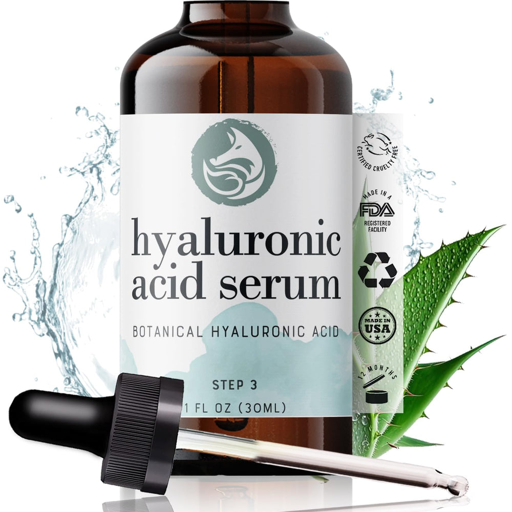 Foxbrim Naturals Hyaluronic Serum bottle for daily hydration.