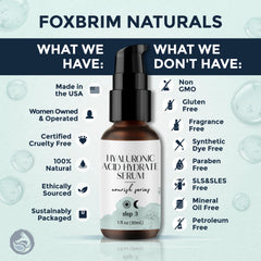 Foxbrim Naturals Hyaluronic Serum dropper close-up for precise application.