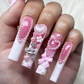 FOXIIU long coffin glossy full-cover nails for a bold, polished look.
