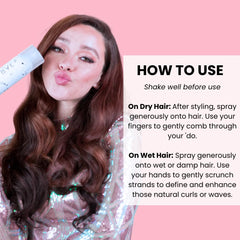 FoxyBae hair spray on dry hair for lasting finish