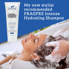 FRAGFRE shampoo label view highlights fragrance-free, sulfate-free, vegan properties.