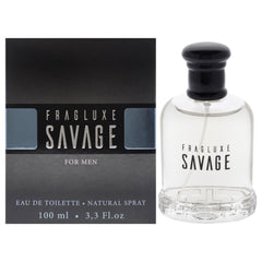 Fragluxe Savage for Men bottle front, clean design for everyday wear