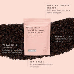 Closeup of Frank Body Original Coffee Scrub jar showing rich texture for smoothing.