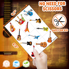 Frawharmone Love Guitar tattoos sheet provides easy-to-use temporary art for arms.