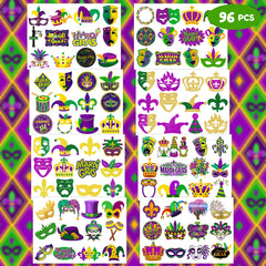 Frawharmone Mardi Gras mask-pattern tattoos add festive flair for kids