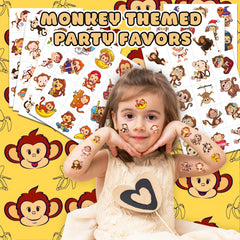Frawharmone monkey tattoos with bananas, ideal for playful jungle themes.