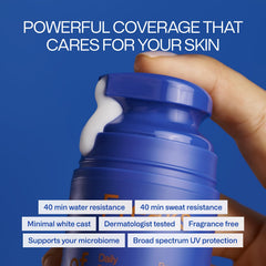 Freaks of Nature Daily Defender SPF 30 texture close-up, smooth blend for daily comfort.
