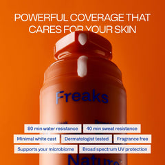 Freaks of Nature Peak Performance SPF 50 texture-swirl shows fast absorption
