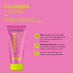 Freeman Cleanser + Mask creamy-foam closeup highlights makeup removal and impurity purification.