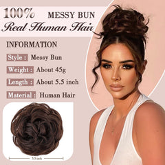 FREEMEIGE 100% human hair messy bun blends seamlessly with natural shine.