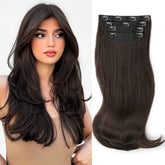FREEMEIGE dark brown clip-in hair extensions blend with natural hair