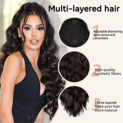 Long, soft, lightweight FREEMEIGE ponytail with smooth texture.