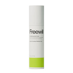Freewill Curl Defining Gel Cream bottle pour showing frizz-free, defined curls.