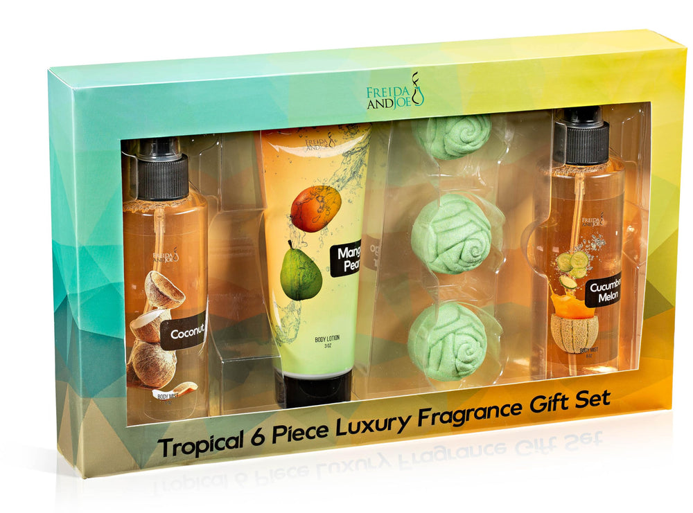 Freida and Joe tropical coconut body mist bottle for long-lasting tropical fragrance