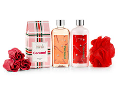 Freida and Joe Coconut Spa bath salts jar highlighting relaxing soak and skin hydration.
