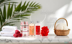 Freida and Joe Coconut Spa shower gel bottle for hydrating cleanse with tropical coconut scent.