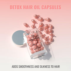 Closeup of FRENCCIGA Detox Hair Oil Capsules emphasizes precise dosage control.